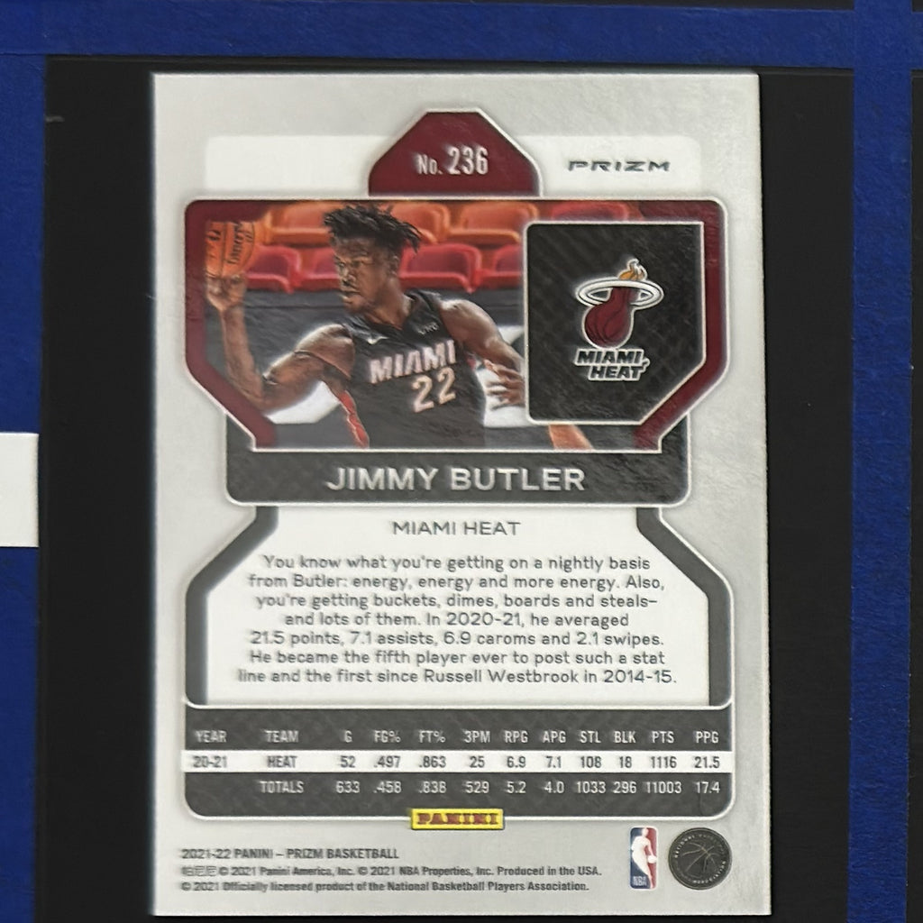 2021-22 Panini Prizm Silver Prizm Jimmy Butler #236 — back view
