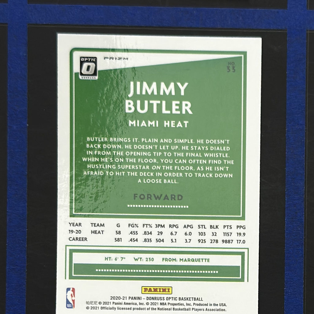 2020-21 Panini Donruss Optic Hyper Pink Prizm Jimmy Butler #53 — back view