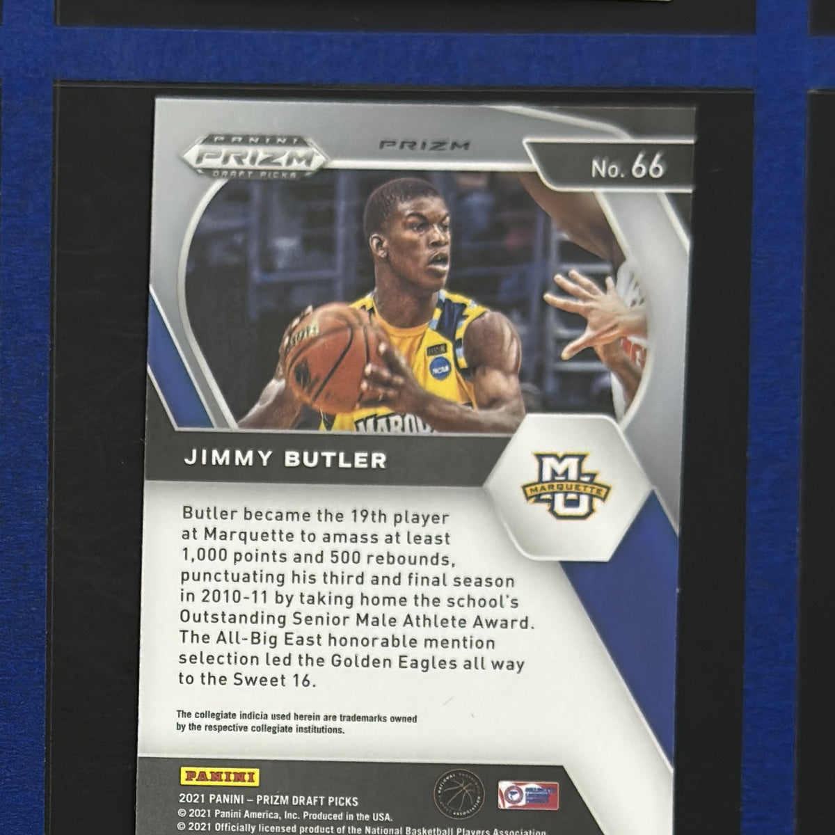 2021-22 Panini Prizm Draft Picks Red Ice Prizm Jimmy Butler #66 — back view