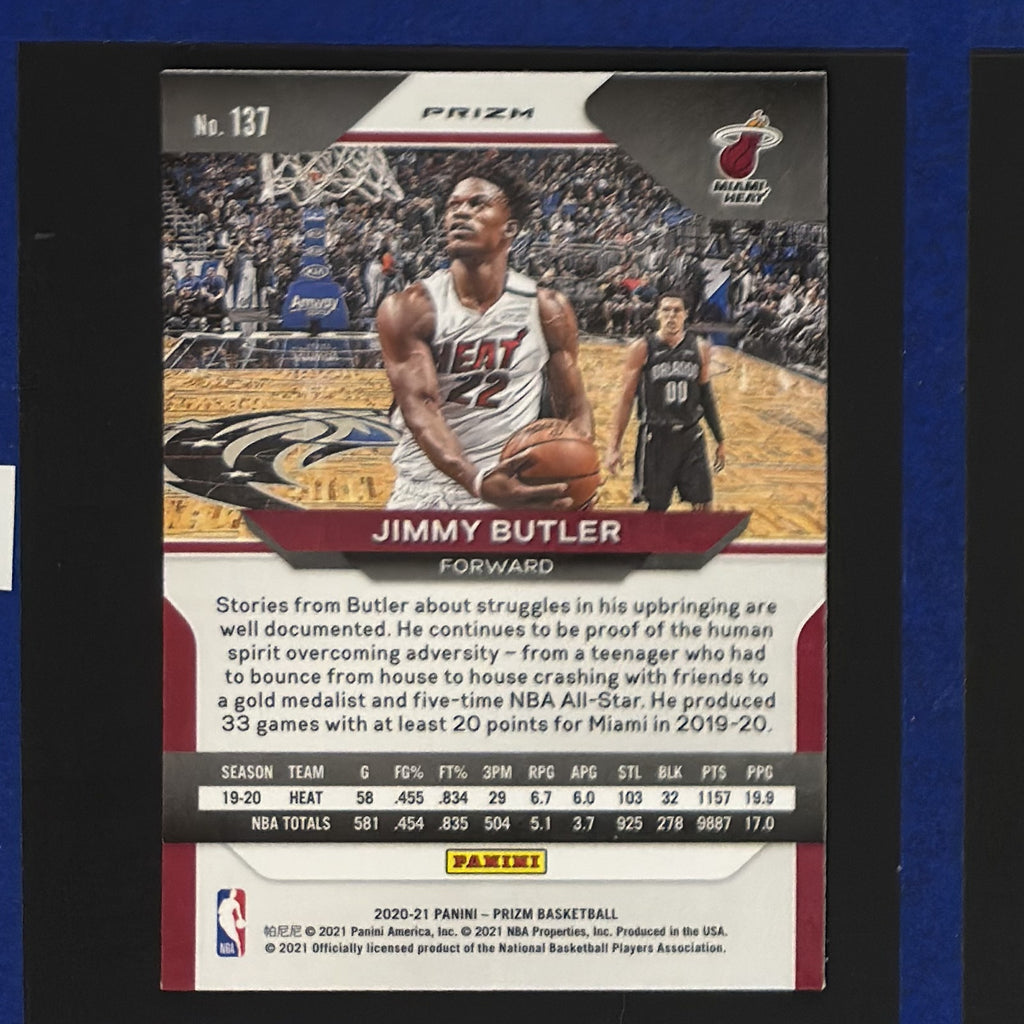 2020-21 Panini Prizm Red Ice Prizm Jimmy Butler #137 — back view