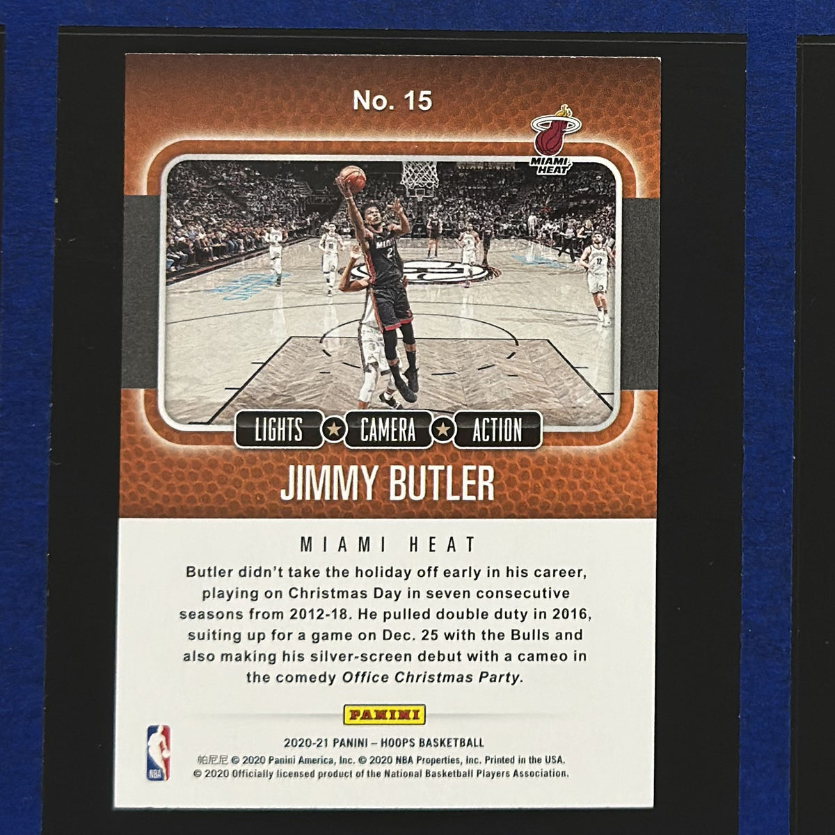 2020-21 Panini NBA Hoops Lights Camera Action Jimmy Butler #15 — back view
