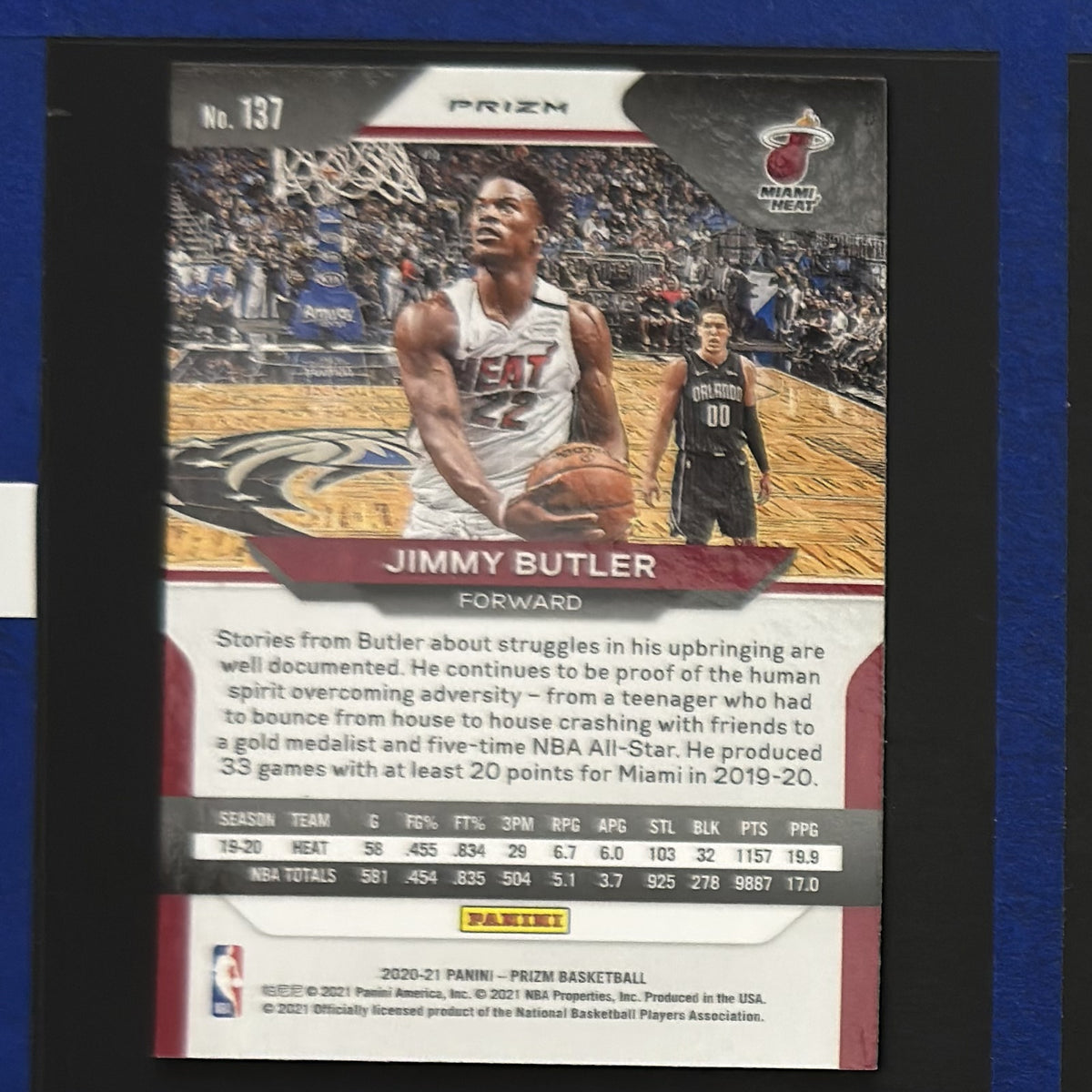 2020-21 Panini Prizm Silver Prizm Jimmy Butler #137 — back view