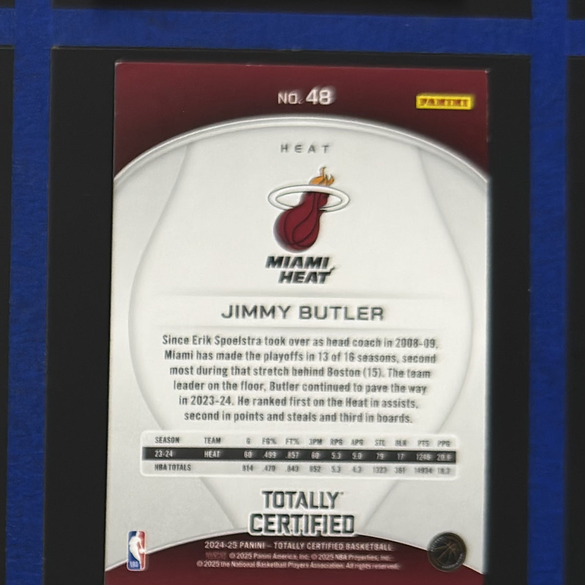 2024-25 Panini Totally Certified Jimmy Butler #48 — back view