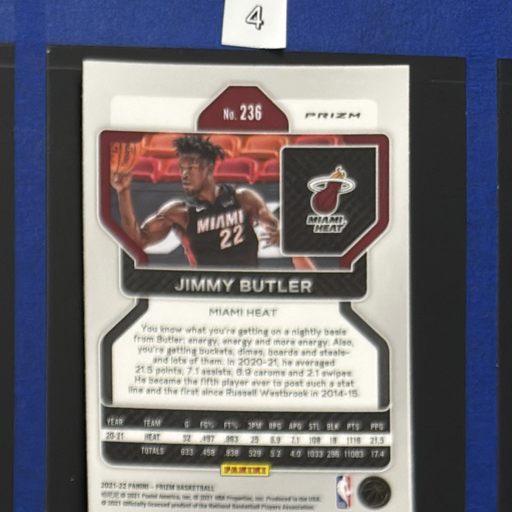2021-22 Panini Prizm Orange Ice Prizm Jimmy Butler #236 — back view