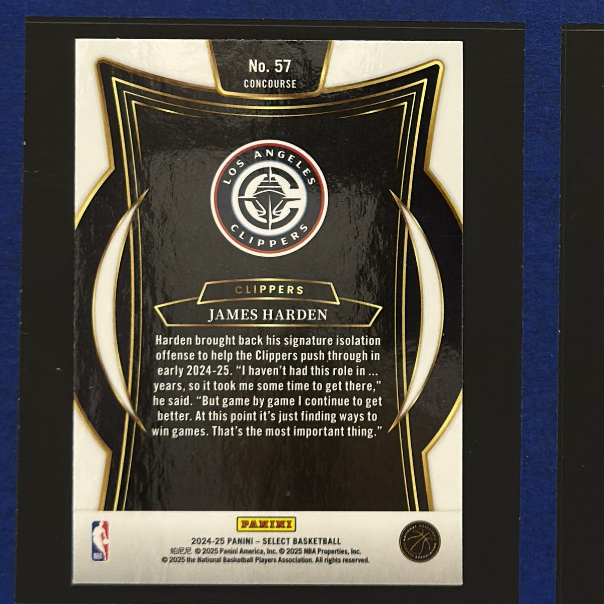 2024-25 Panini Select Concourse Blue James Harden #57 — back view