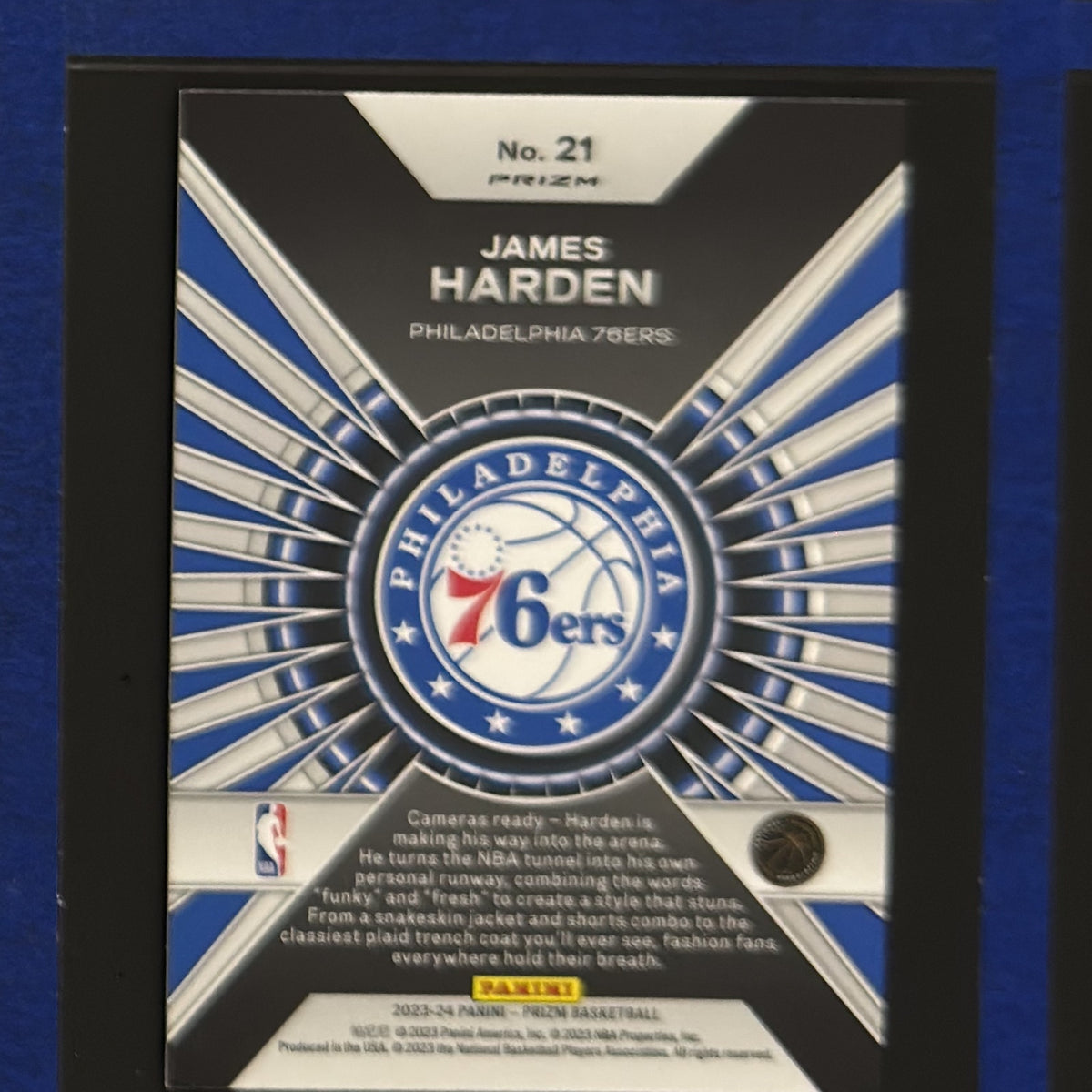 2023-24 Panini Prizm Dominance James Harden #21 — back view