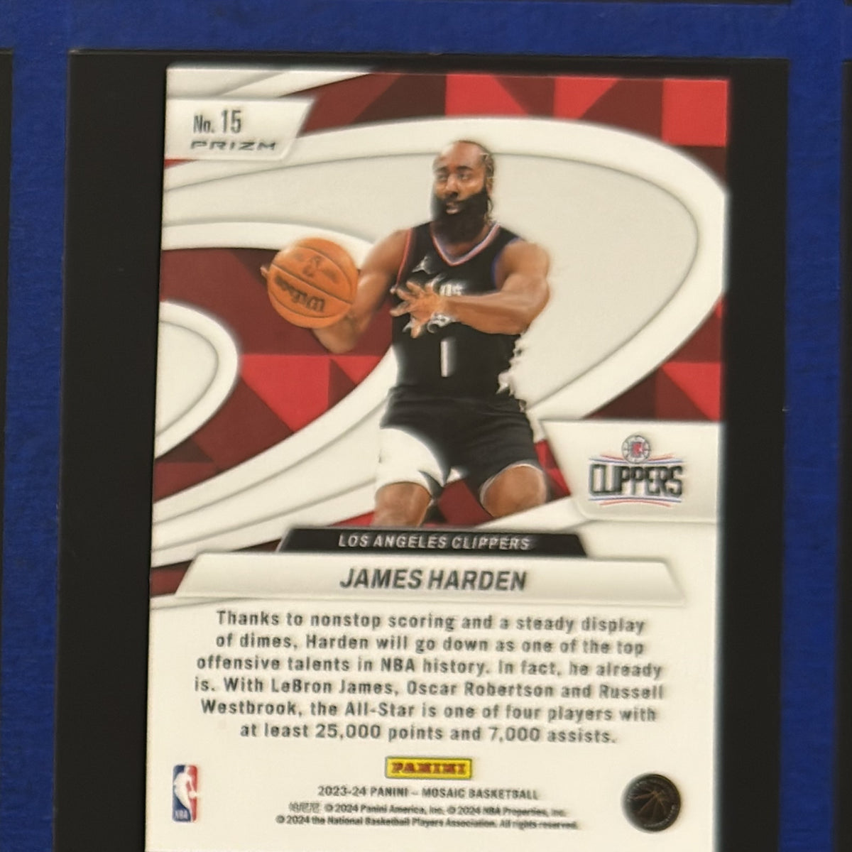 2023-24 Panini Mosaic Give and Go James Harden #15 — back view