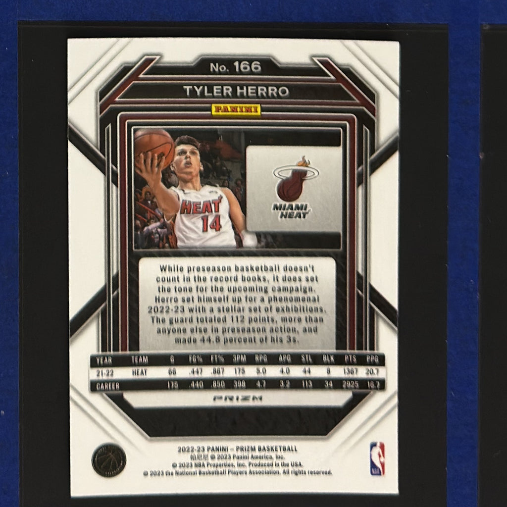 2022-23 Panini Prizm Red Ice Prizm Tyler Herro #166 — back view
