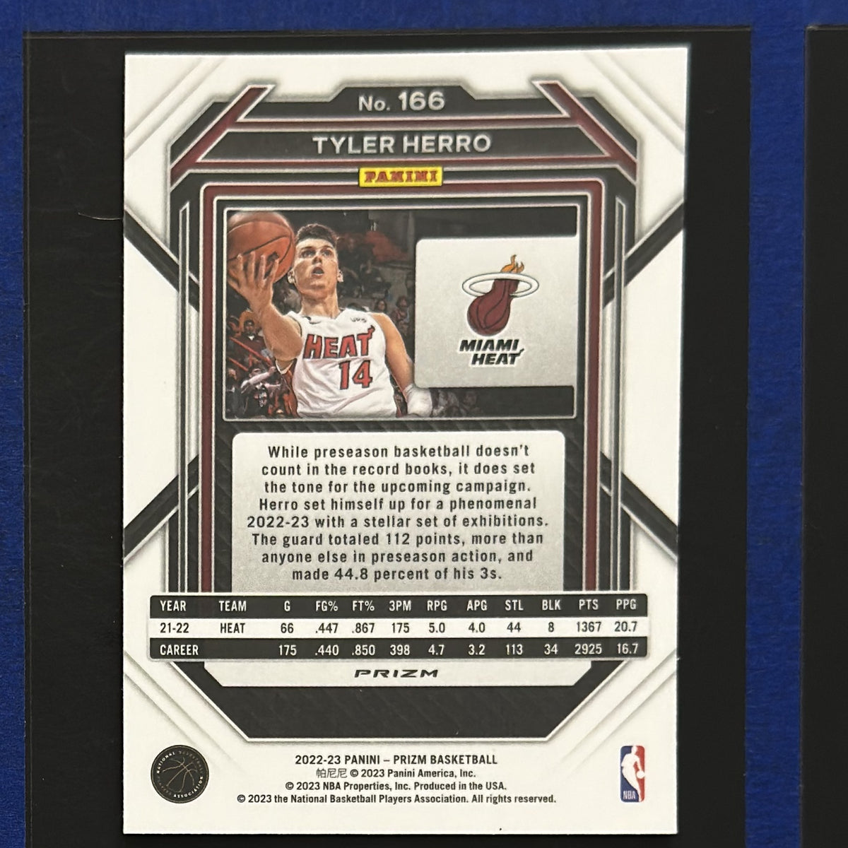 2022-23 Panini Prizm Ice Prizm Tyler Herro #166 — back view