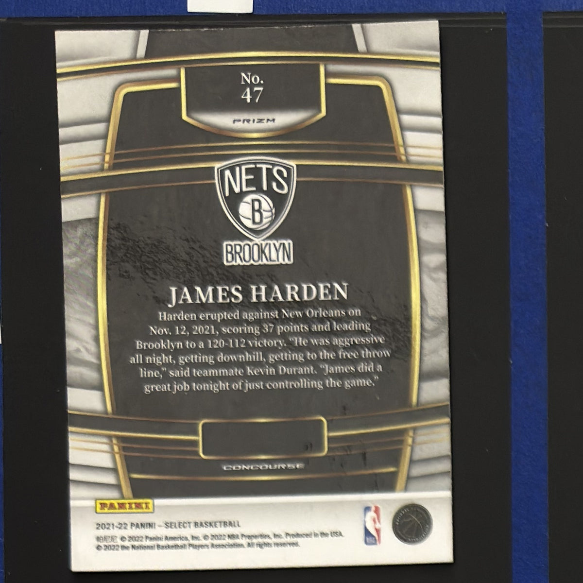 2021-22 Panini Select Concourse James Harden #47 — back view