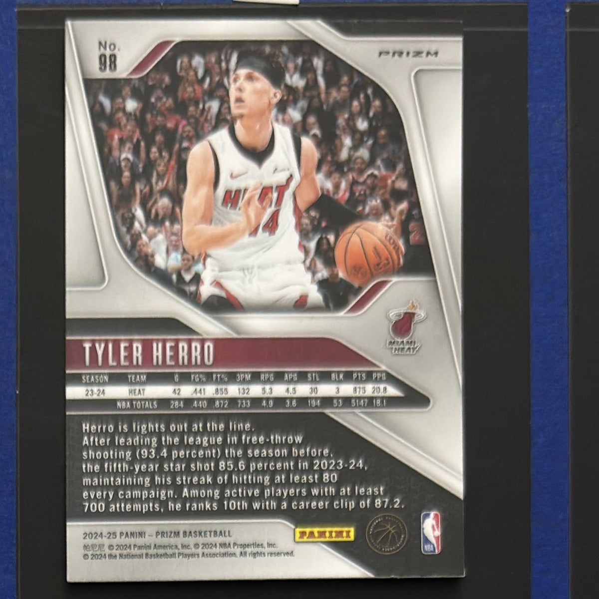 2024-25 Panini Prizm Pink Ice Prizm Tyler Herro #98 — back view