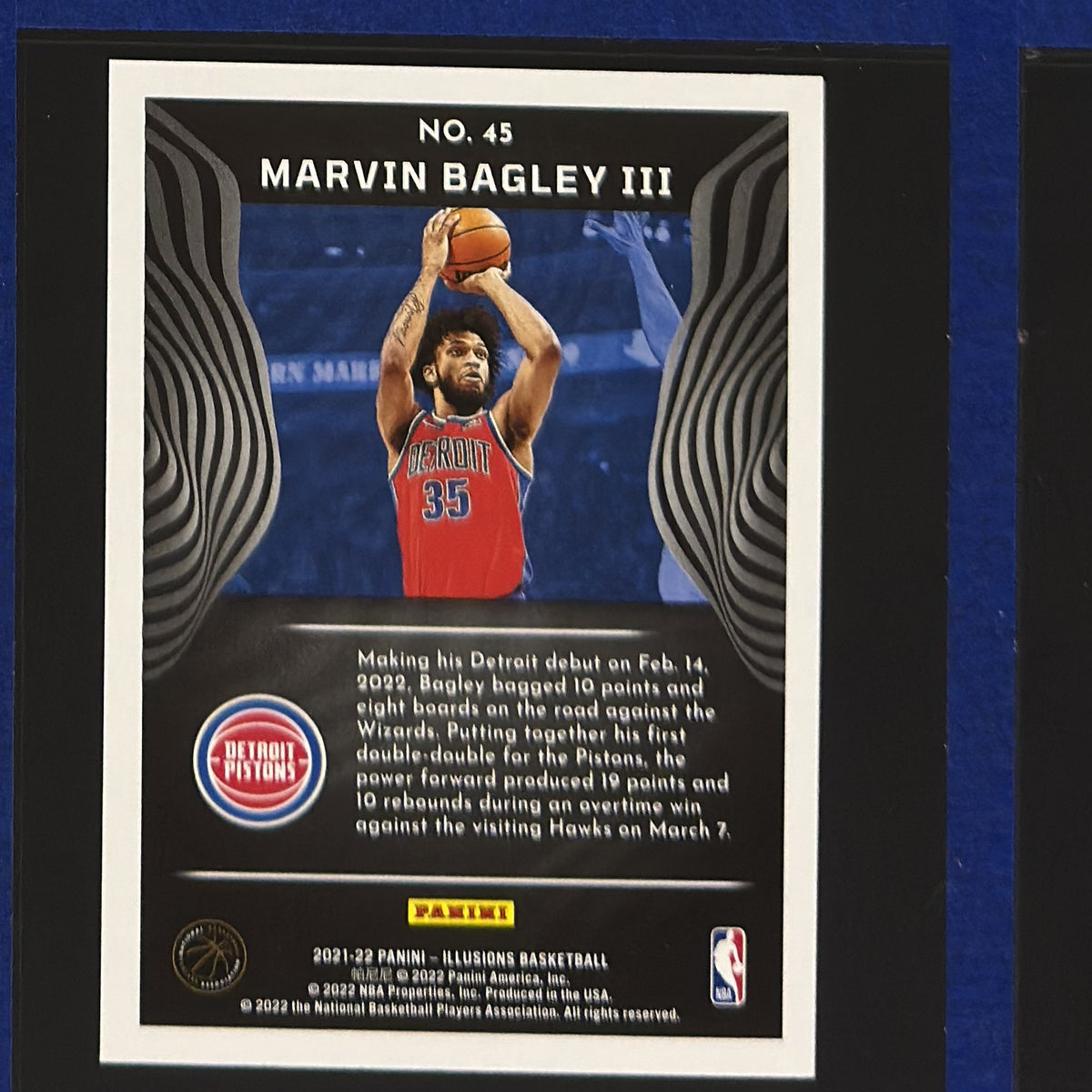 2021-22 Panini Illusions Trophy Collection Starlight Marvin Bagley III #45 — back view