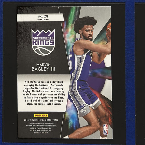 2018-19 Panini Prizm Freshman Phenoms Marvin Bagley III RC #24 — back view