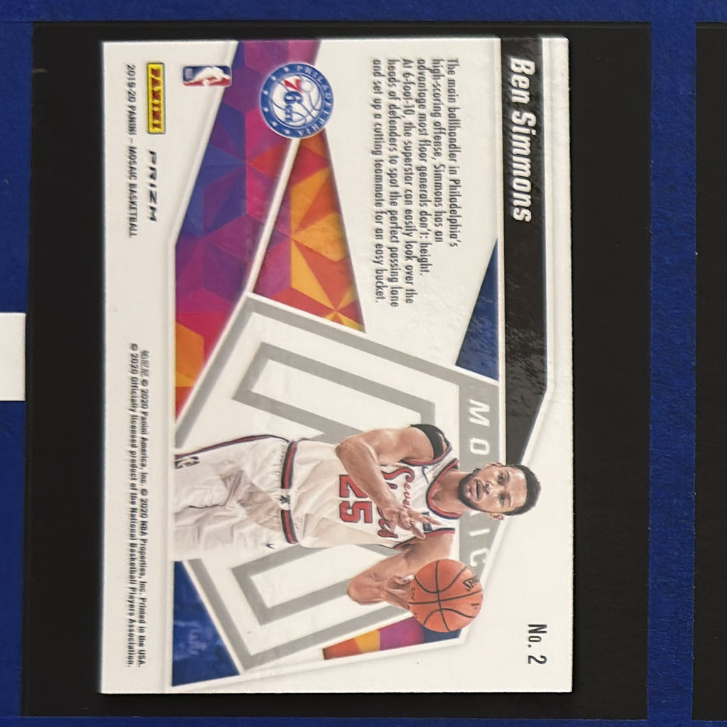 2019-20 Panini Mosaic Give and Go Mosaic Prizm Ben Simmons #2 — back view