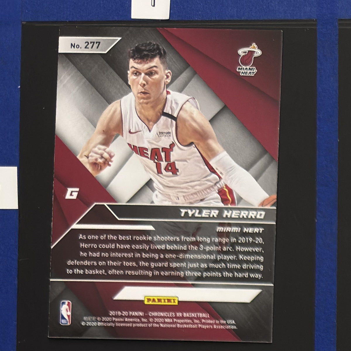 2019-20 Panini Chronicles XR Tyler Herro RC #277 — back view
