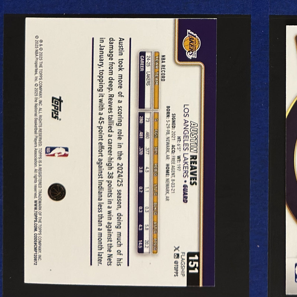 2025-26 Topps Crackleboard Austin Reaves #151 — back view