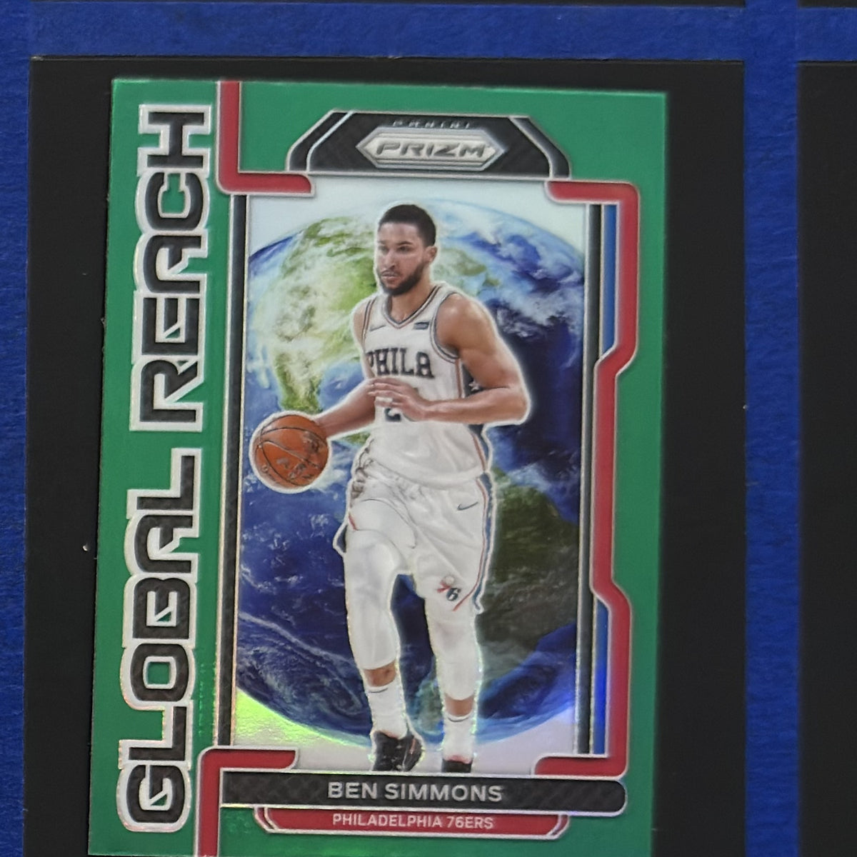 2021-22 Panini Prizm Global Reach Green Prizm Ben Simmons #5 — front view