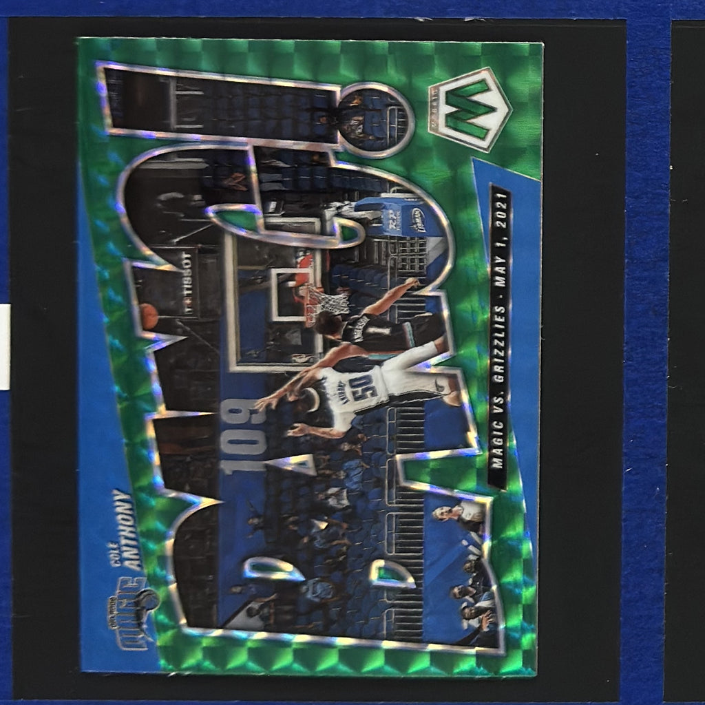 2021-22 Panini Mosaic Bang! Green Mosaic Prizm Cole Anthony #3 — front view