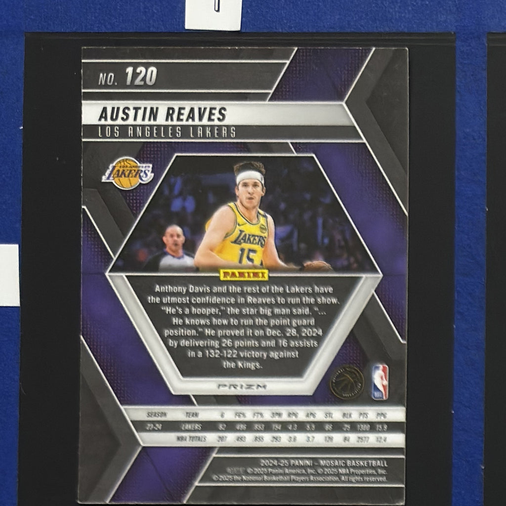 2024-25 Panini Mosaic Green Mosaic Prizm Austin Reaves #120 — back view