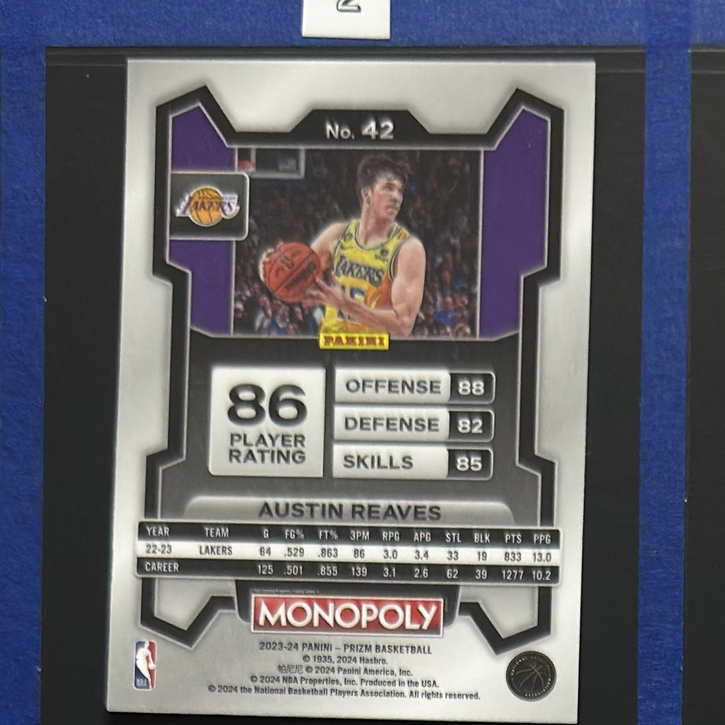2023-24 Panini Prizm Monopoly Austin Reaves #42 — back view