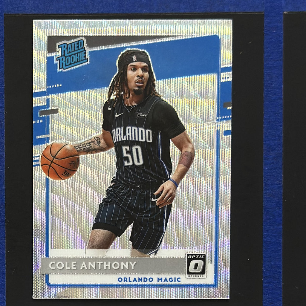 2020-21 Panini Donruss Optic Rated Rookie Target Box Set Silver Pulsar Prizm Cole Anthony RC #165 — front view