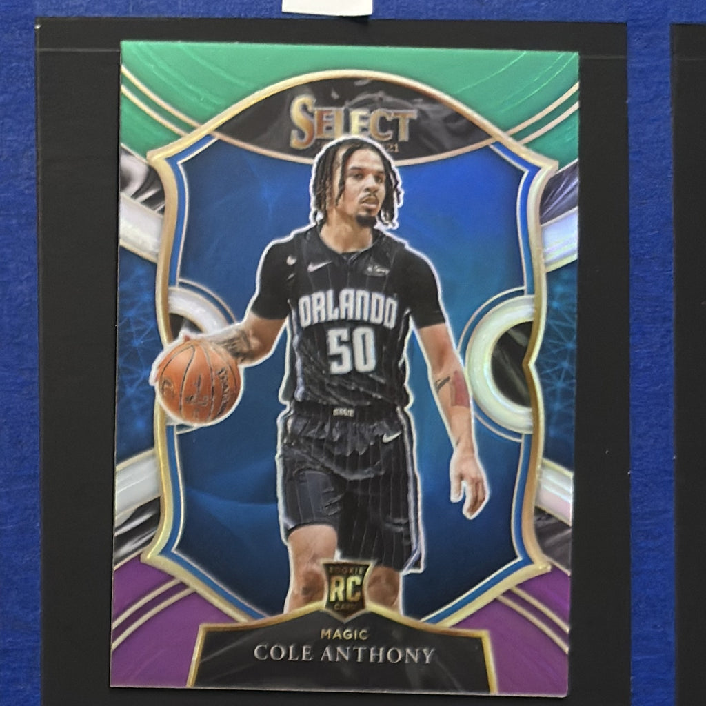 2020-21 Panini Select Concourse Green White Purple Prizm Cole Anthony RC #75 — front view