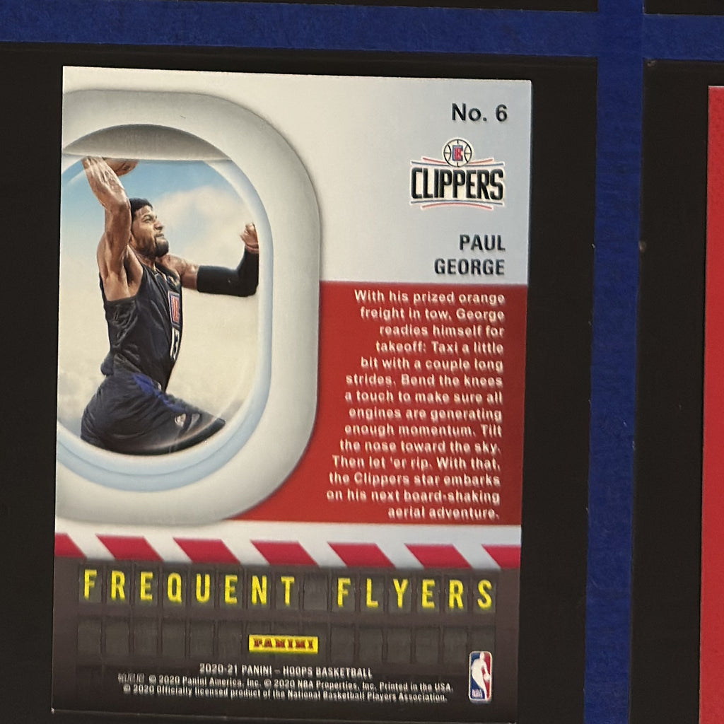2020-21 Panini NBA Hoops Frequent Flyers Paul George #6 — back view