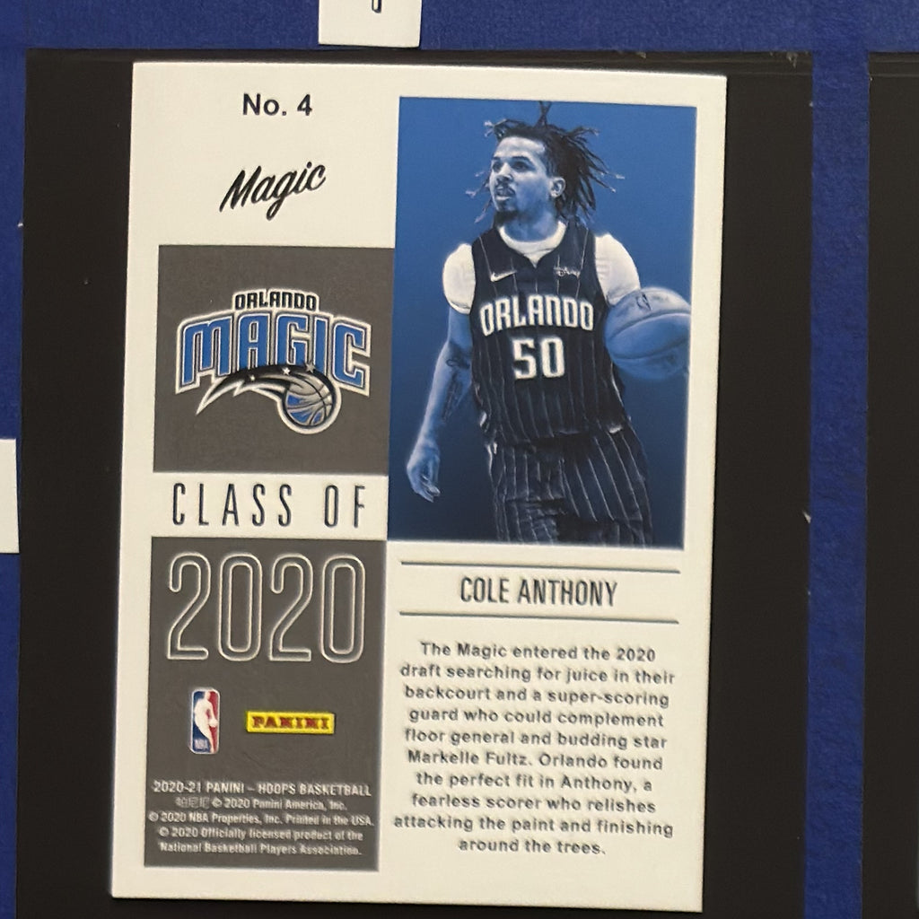 2020-21 Panini NBA Hoops Class of 2020 Cole Anthony RC #4 — back view