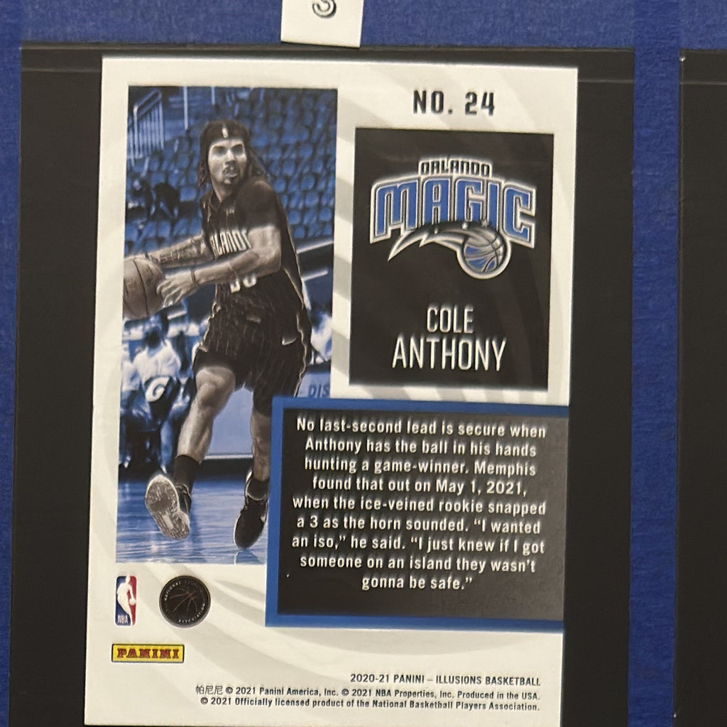 2020-21 Panini Illusions Instant Impact Cole Anthony RC #24 — back view