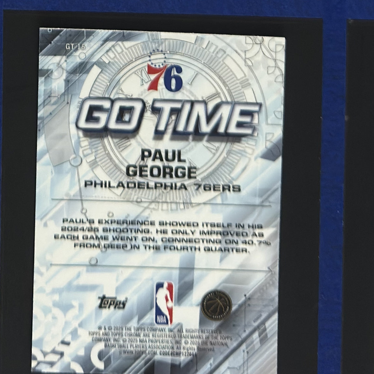2025-26 Topps Chrome Go Time Paul George #GT-15 — back view