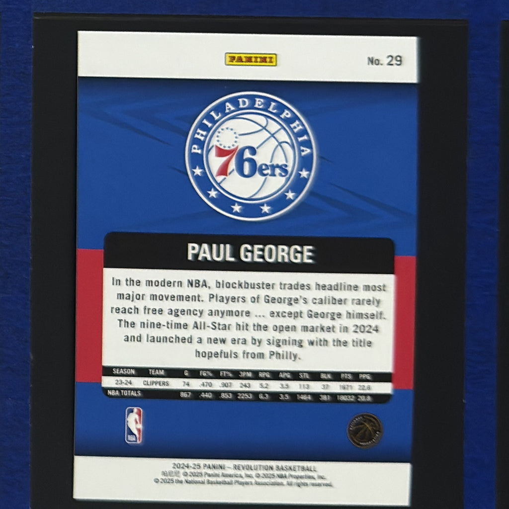 2024-25 Panini Revolution Paul George #29 — back view