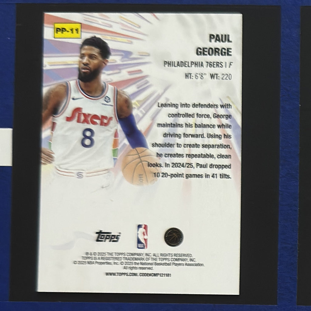 2025-26 Topps Power Players Paul George #PP-11 — back view