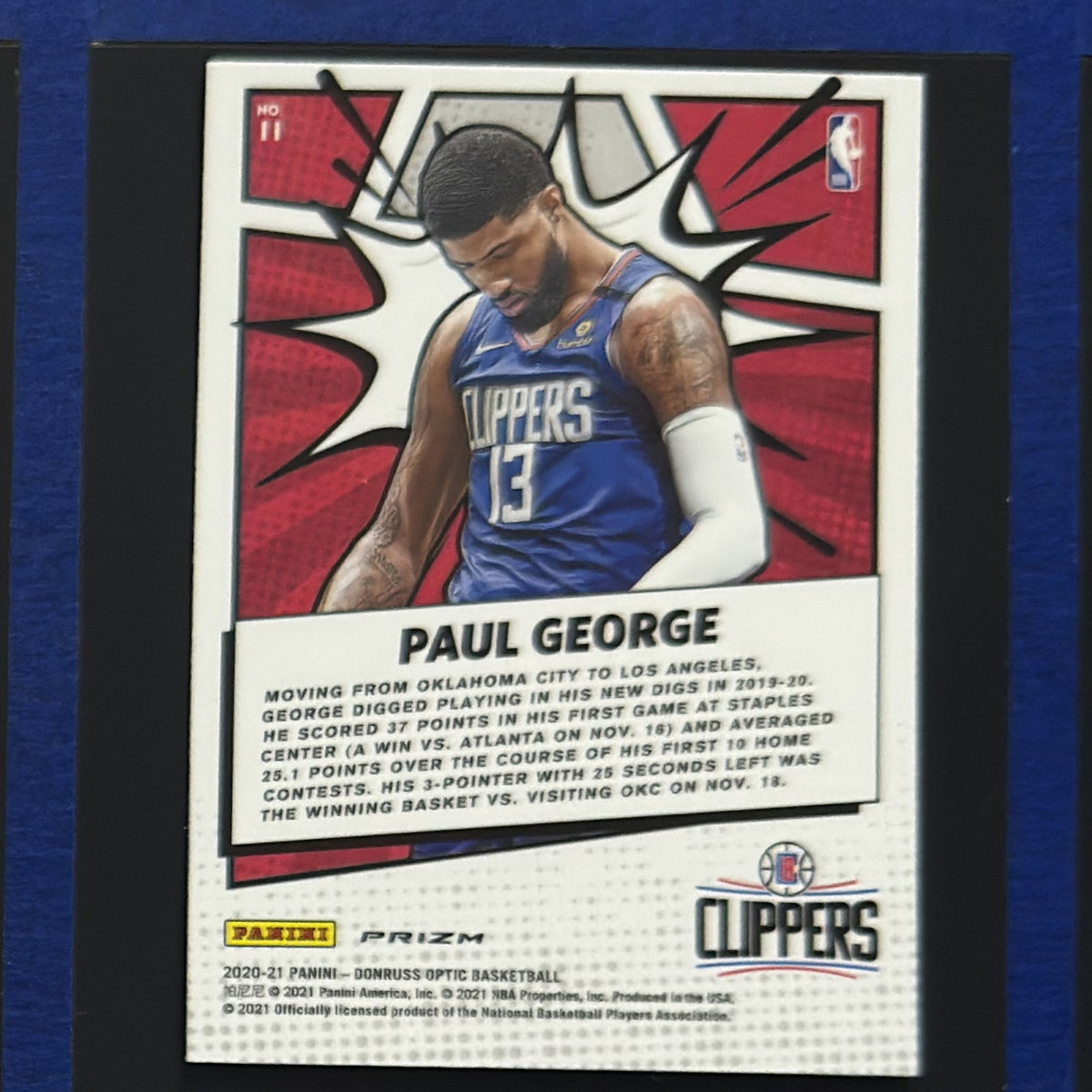 2020-21 Panini Donruss Optic My House Paul George #11 — back view