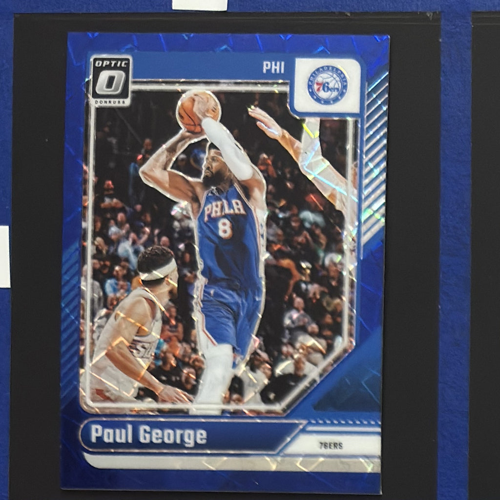 2024-25 Panini Donruss Optic Blue Velocity Paul George #110 — front view