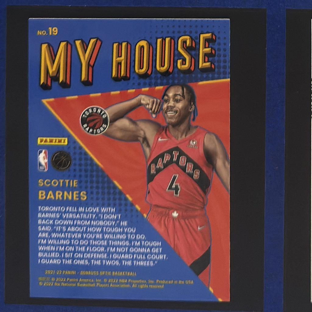 2021-22 Panini Donruss Optic My House Scottie Barnes RC #19 — back view
