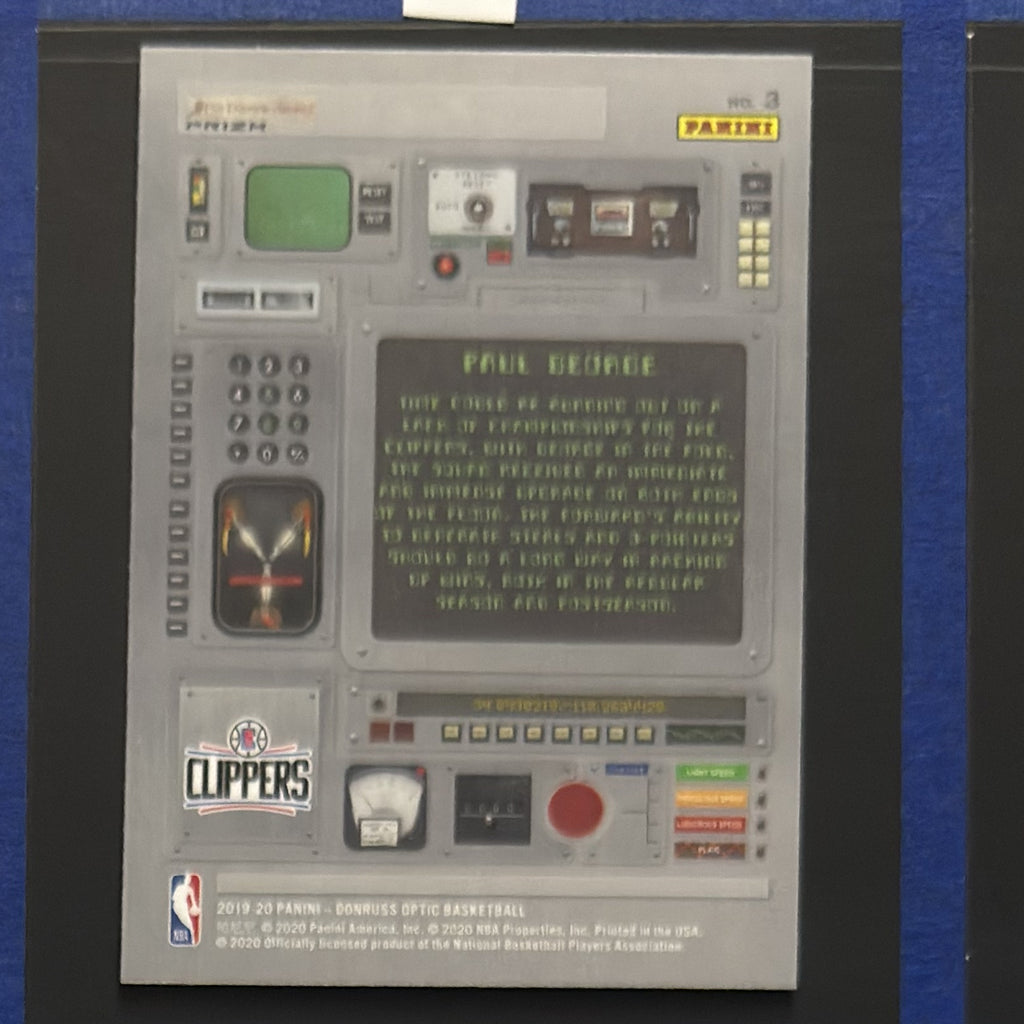 2019-20 Panini Optic T-Minus 321 Purple Paul George #3 — back view