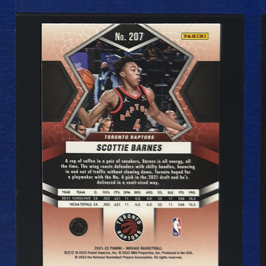 2021-22 Panini Mosaic Scottie Barnes RC #207 — back view
