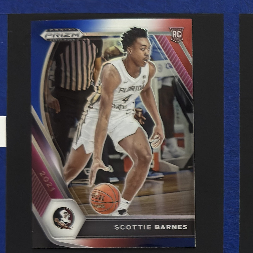 2021 Panini Prizm Draft Picks Variation Red White Blue Scottie Barnes RC #6 — front view