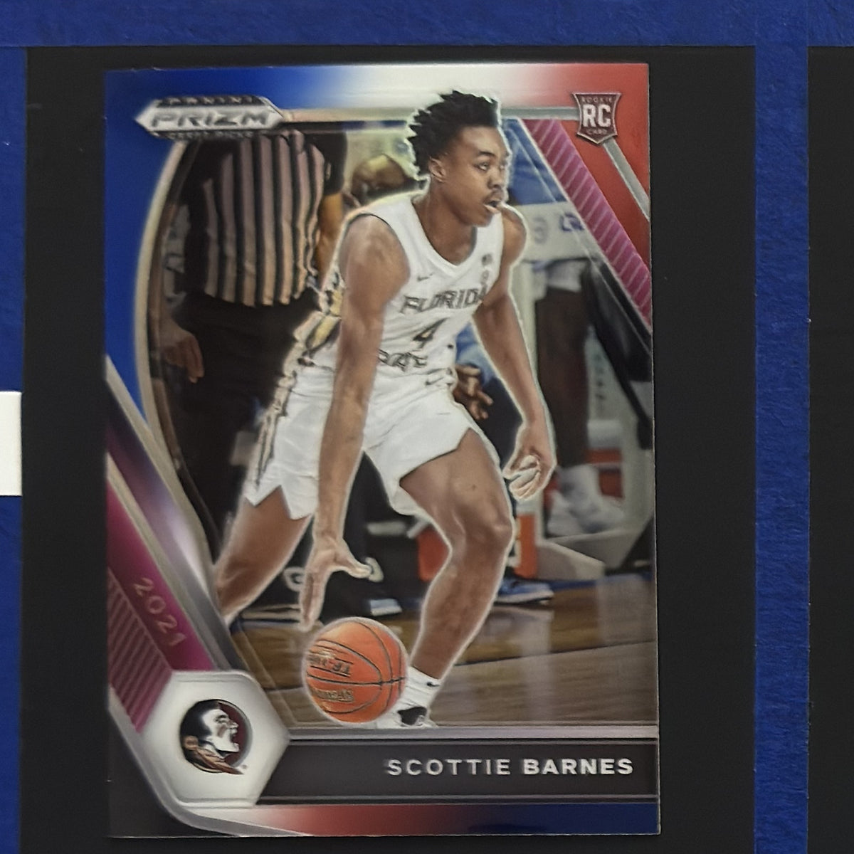2021 Panini Prizm Draft Picks Variation Red White Blue Scottie Barnes RC #6 — front view