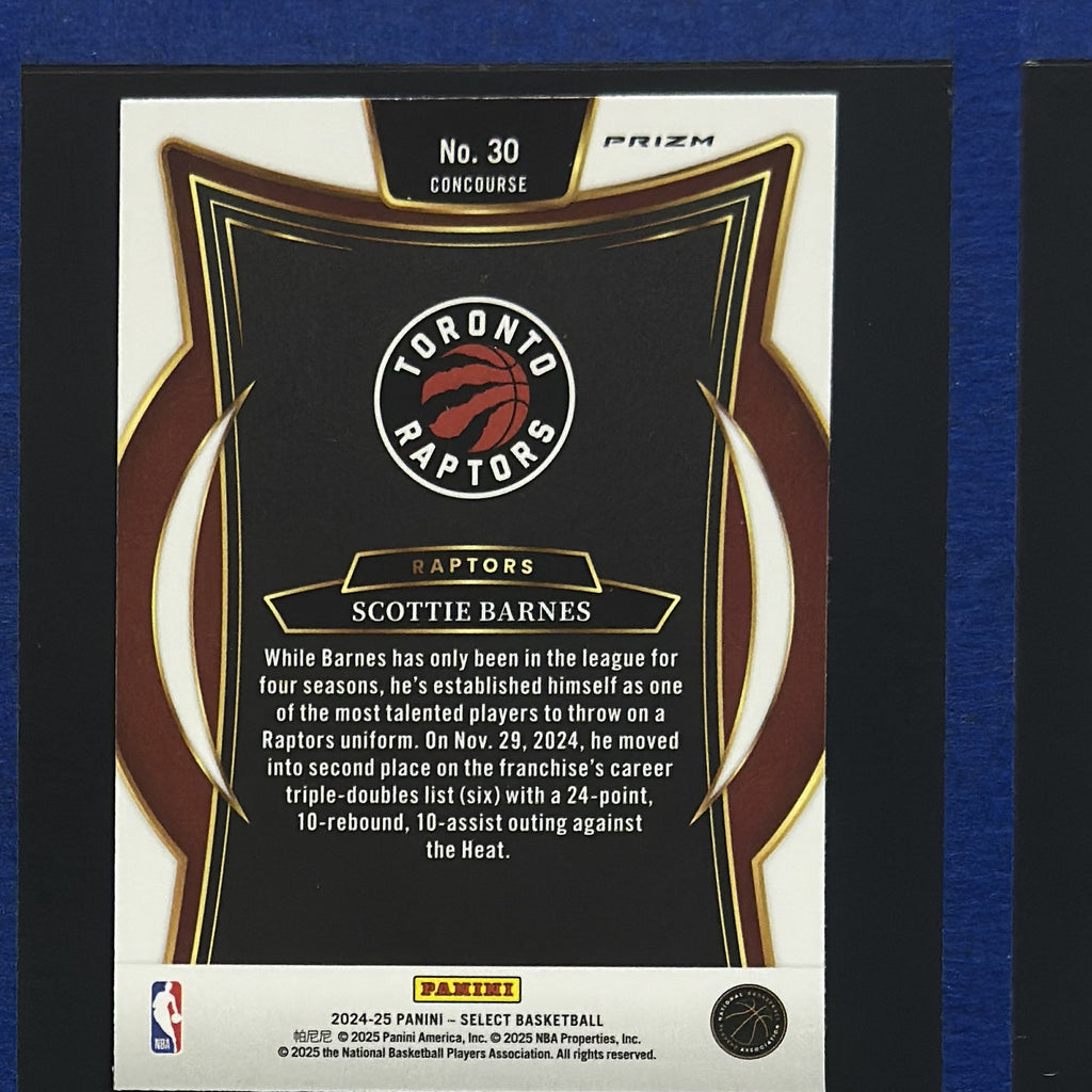 2024-25 Panini Select Concourse Scottie Barnes #30 — back view