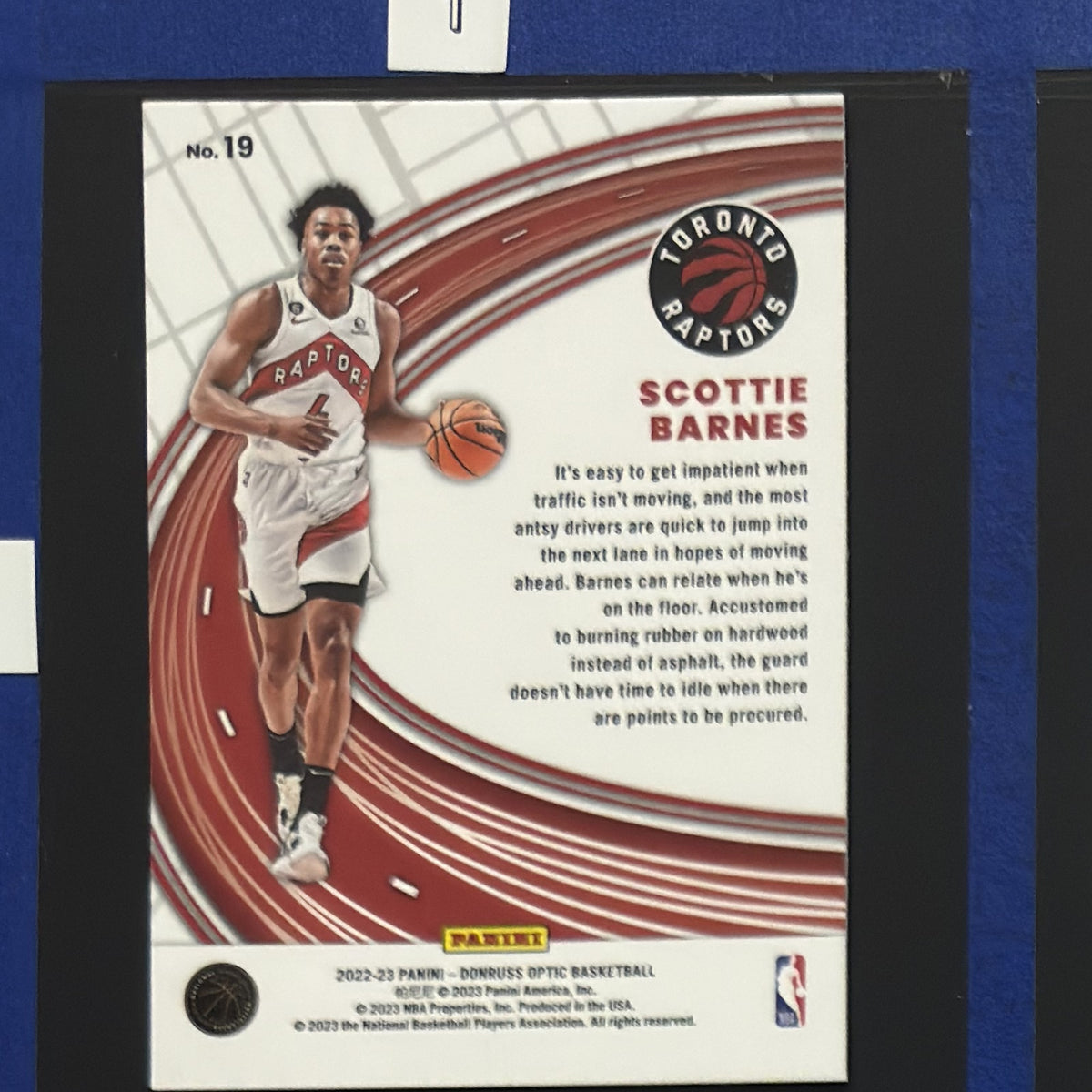 2022-23 Panini Donruss Optic Express Lane Scottie Barnes #19 — back view