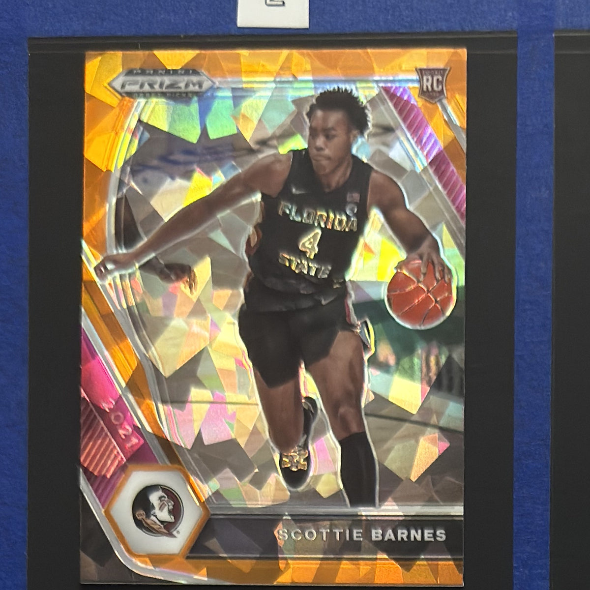 2021 Panini Prizm Draft Picks Orange Cracked Ice Scottie Barnes RC #6 — front view