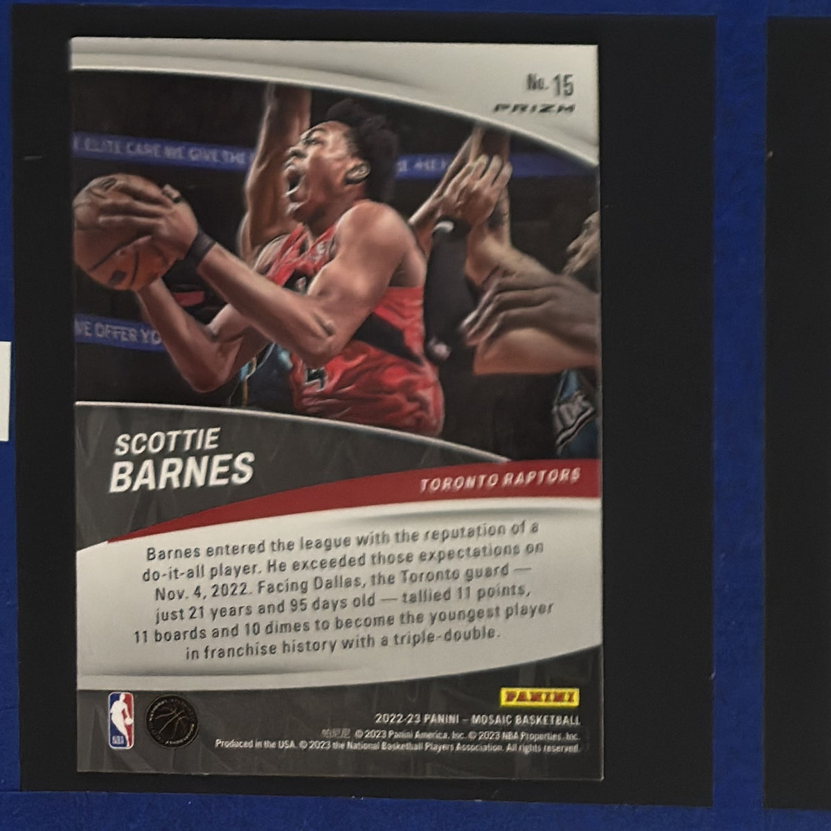 2022-23 Panini Mosaic Elevate Mosaic Scottie Barnes #15 — back view