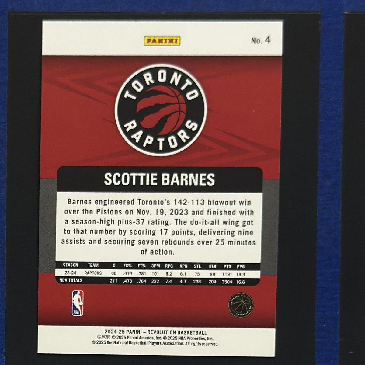 2024-25 Panini Revolution Scottie Barnes #4 back