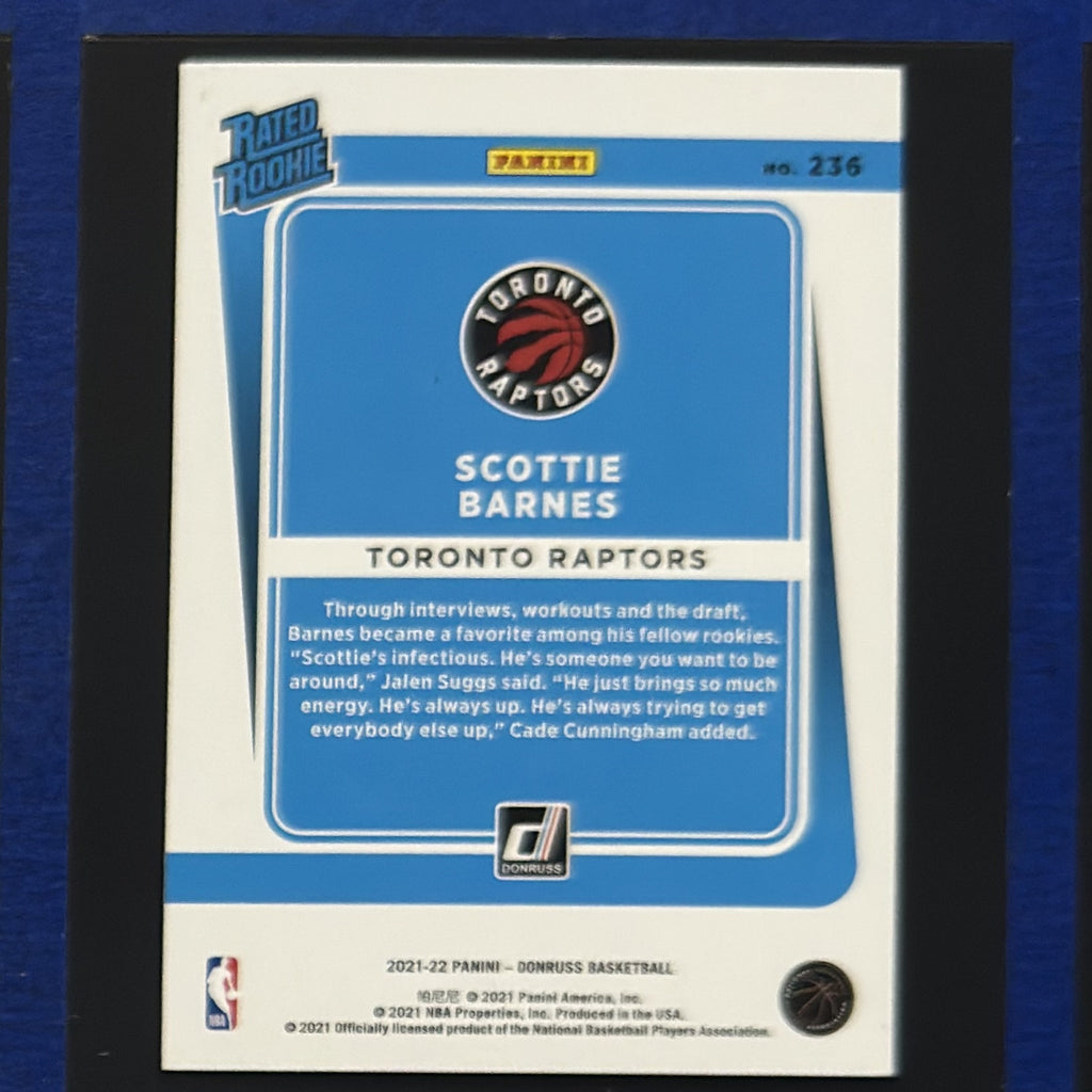 2021-22 Panini Donruss Rated Rookie Scottie Barnes RC #236 back