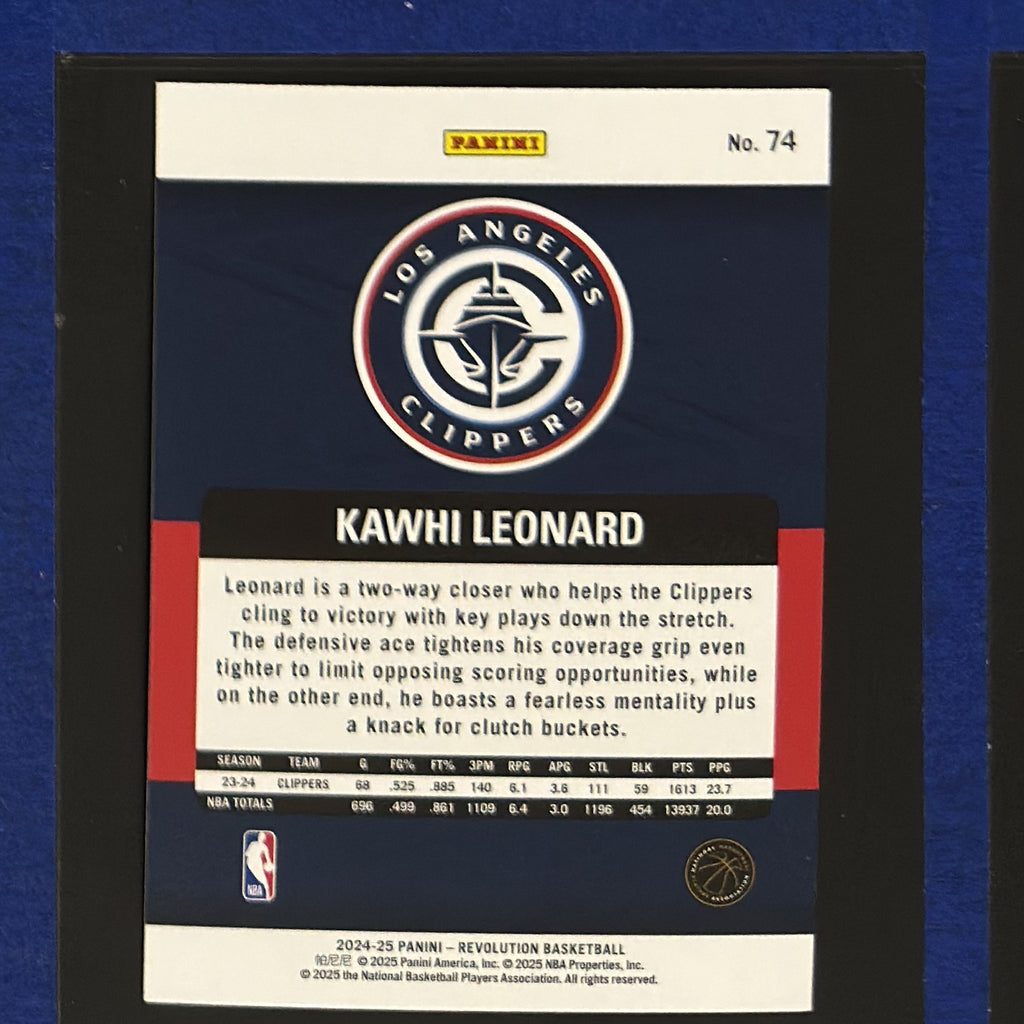 2024-25 Panini Revolution Kawhi Leonard #74 — back view