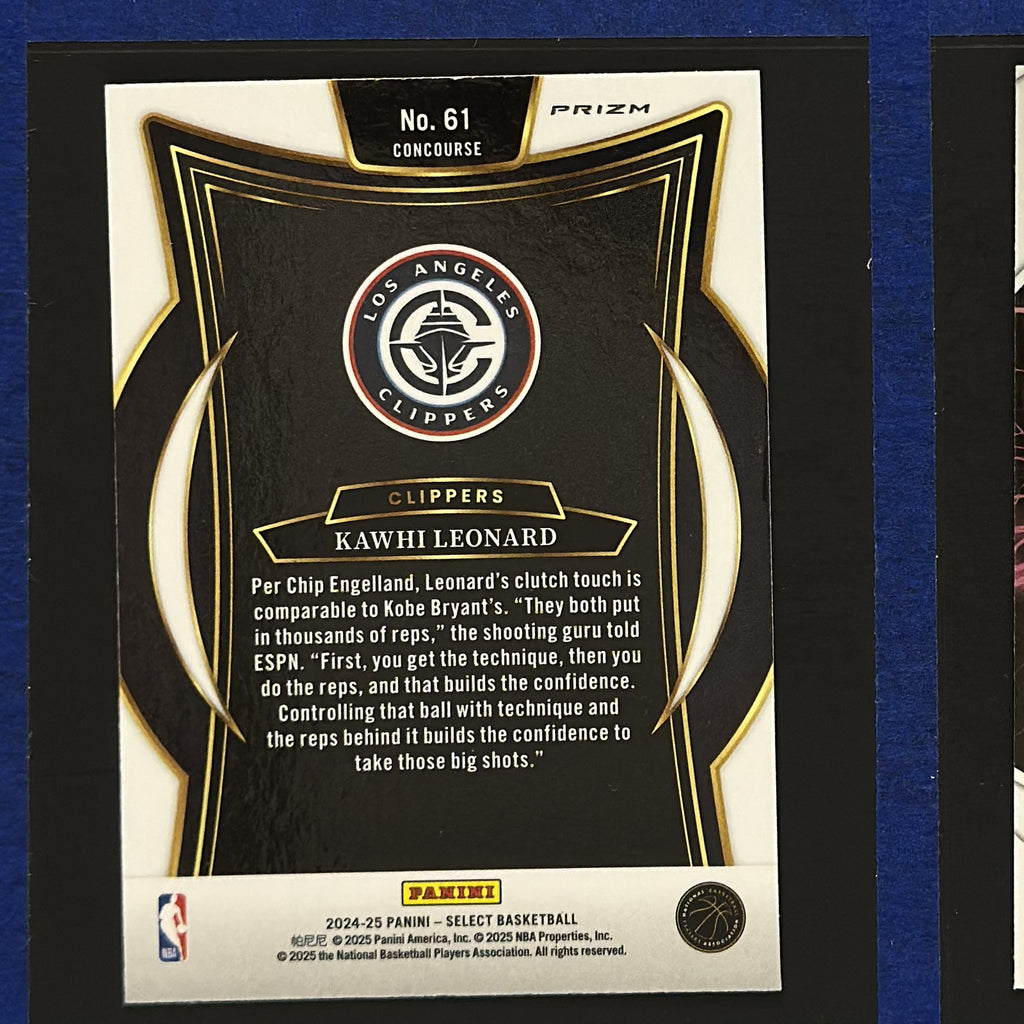 2024-25 Panini Select Concourse Green White Purple Prizm Kawhi Leonard #61 back