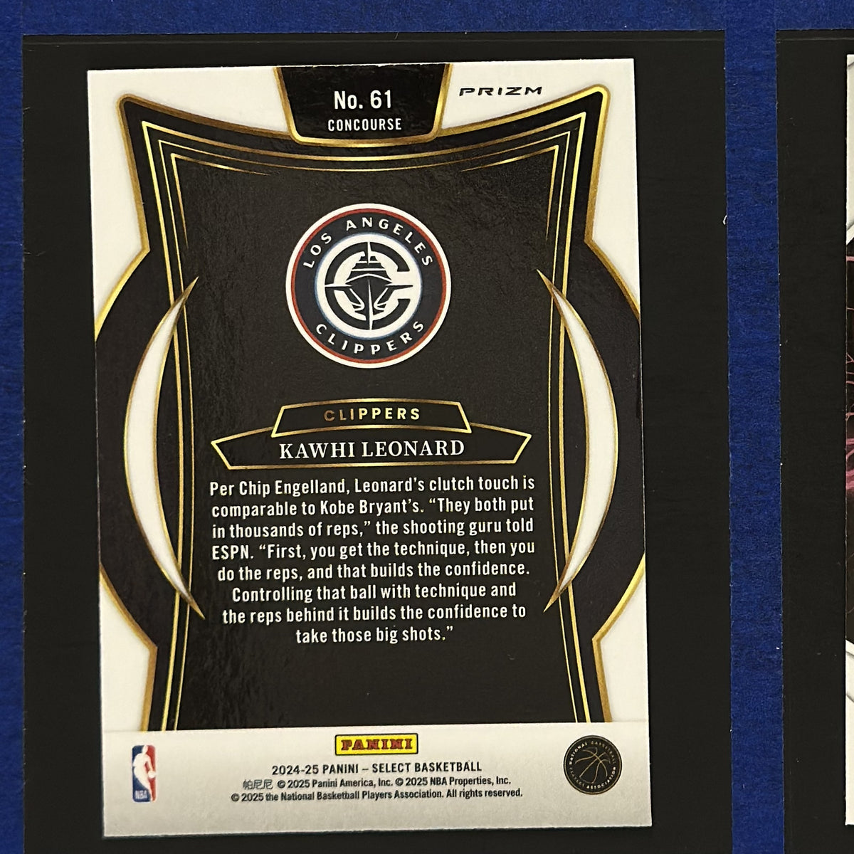 2024-25 Panini Select Concourse Green White Purple Prizm Kawhi Leonard #61 back
