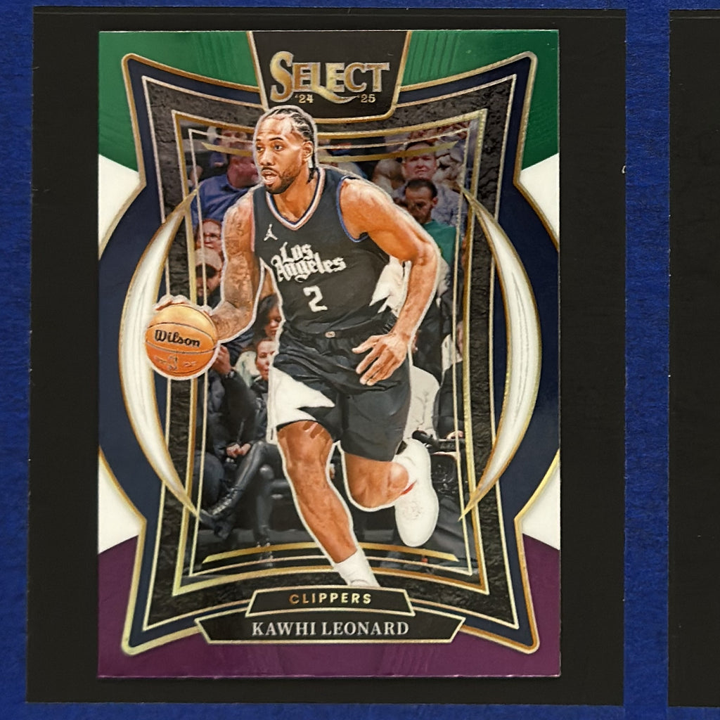 2024-25 Panini Select Concourse Green White Purple Prizm Kawhi Leonard #61 front
