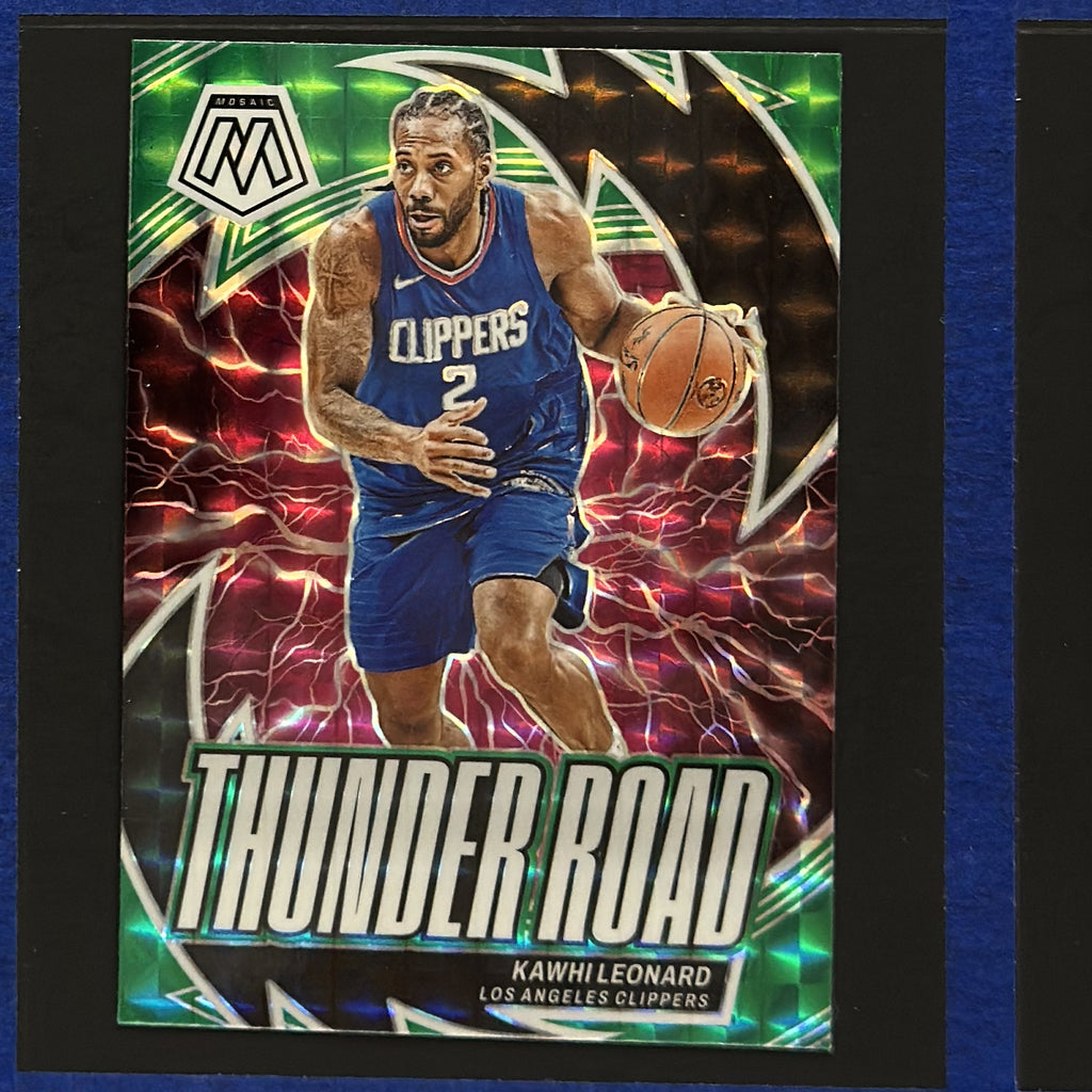 2023-24 Panini Mosaic Thunder Road Green Mosaic Kawhi Leonard #1 — front view